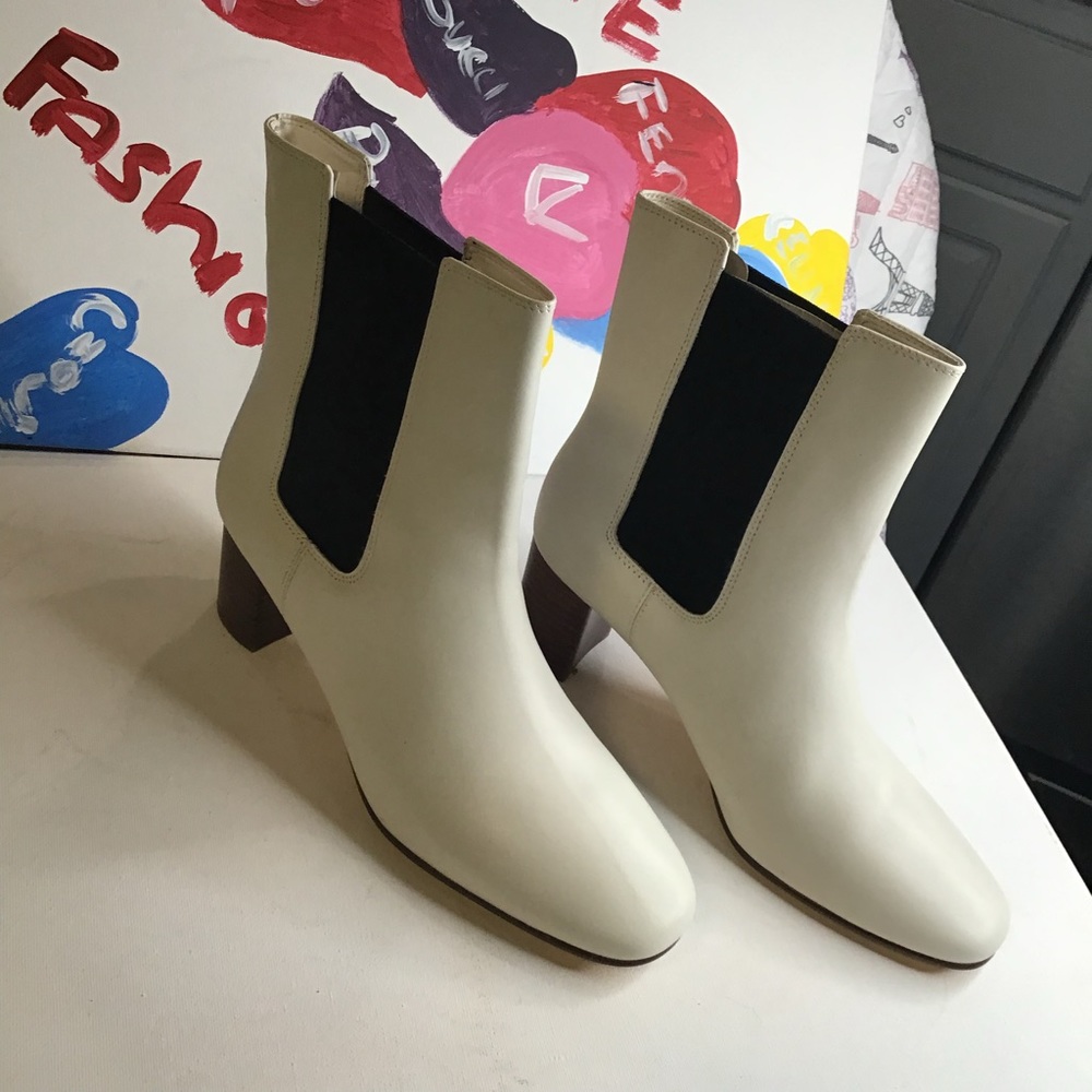 J Crew Winter White Leather Booties Size 11